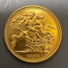 A QEII 1980 gold sovereign.